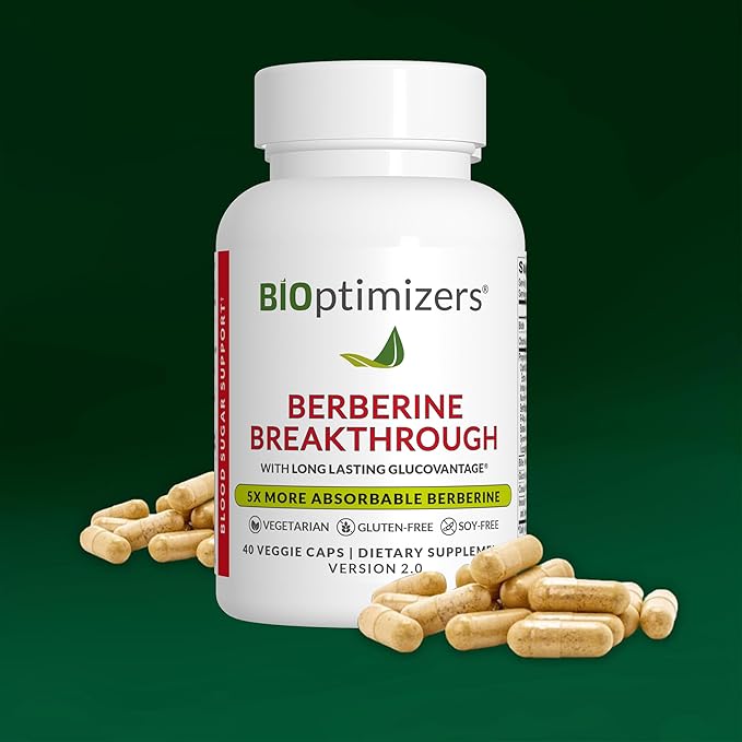 BIOptimizers Berberine Breakthrough 2.0 Supplement - 40 Capsules - Vegetarian, Gluten- and Soy-Free