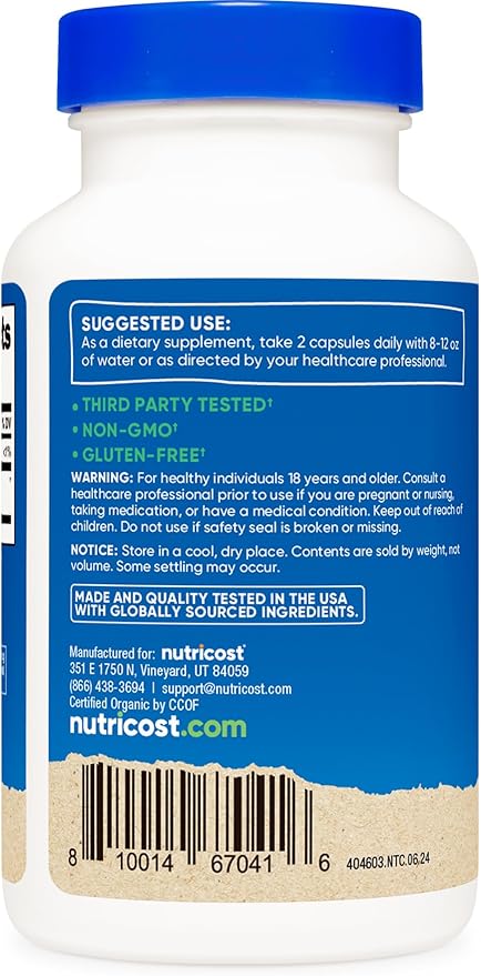 Nutricost Amla 1000mg, 120 Vegetarian Capsules - CCOF Certified Made with Organic, Non-GMO, Gluten Free, 60 Servings