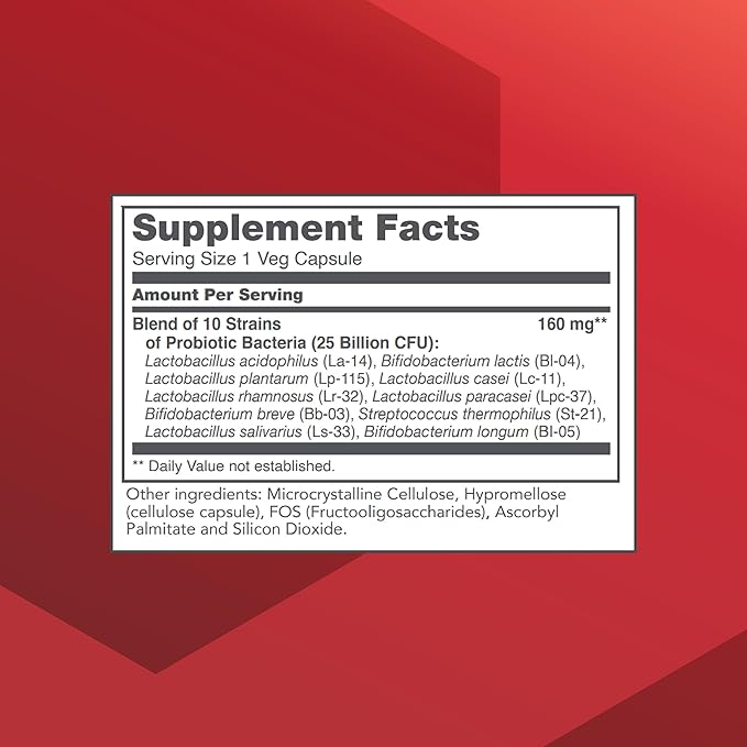 PROTOCOL FOR LIFE BALANCE Proto Dophilus 25 Billion 10 Strains - Support Digestive Gut Health Immune System & Detox - Dairy, Wheat, Soy & Gluten Free - Vegan & Nut Free - 50 Veg Capsules