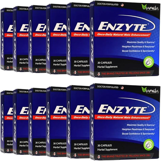 Enzyte® Natural Male Enhancement Bundle for Quality and Stamina with Asian Ginseng, Ginkgo Biloba, Grape Seed Extract, Horny Goat Weed - 12 Pack Bundle
