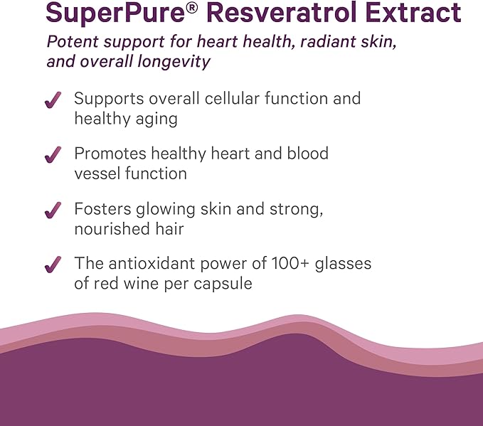PURE SYNERGY SuperPure Resveratrol Extract | Organic Resveratrol Supplement | Antioxidant Trans-Resveratrol Extract with Grape Polyphenols | for Healthy Aging, Heart, and Skin Health (60 Capsules)