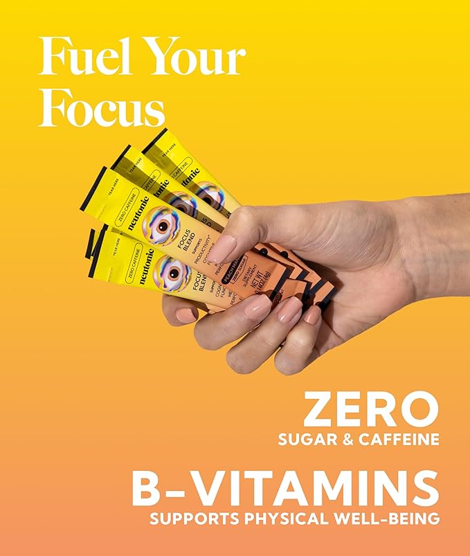 Neutonic Nootropic Focus Blend Powder | Peach Mango 16 Sticks | Caffeine Free, Zero Sugar | Support Memory, Mental Clarity, Cognitive Function | Boost Focus, Energy, Brain Health