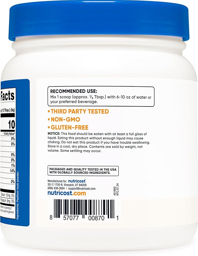 Nutricost Psyllium Whole Husk Powder (Flakes) 8.1oz - Gluten Free & Non-GMO