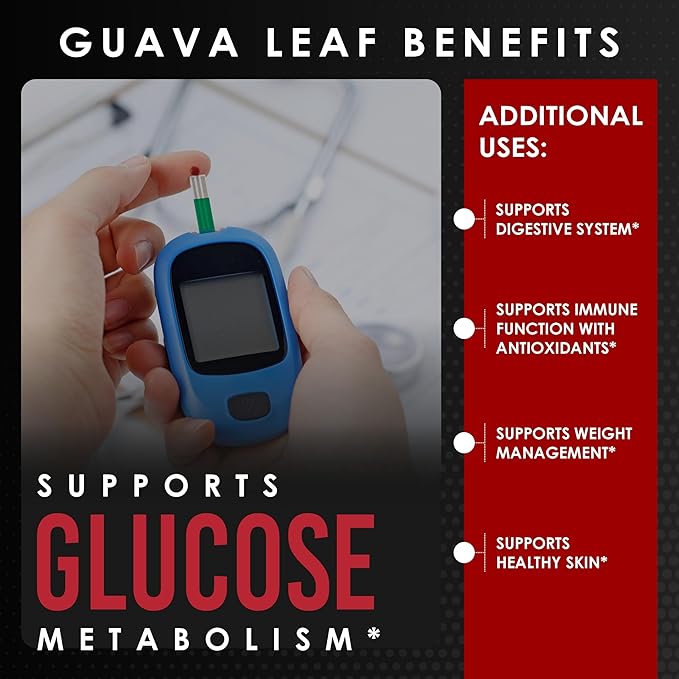 AMALTH Guava Leaf Extract with Piperine Supplement Capsules 1000 mg (120 Capsules) Non- GMO Gluten Free