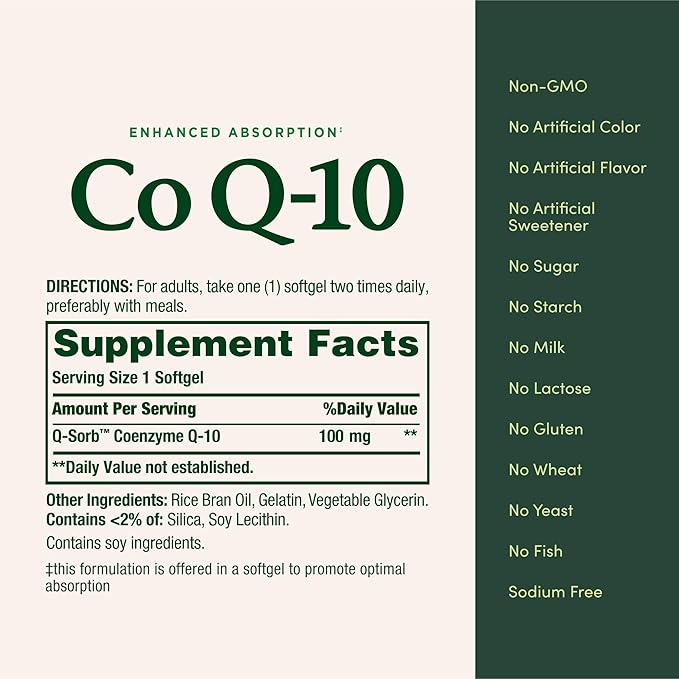 Nature's Bounty CoQ10, Helps Maintain Healthy Blood Pressure, 100 mg, Rapid Release Softgels, 75 Count