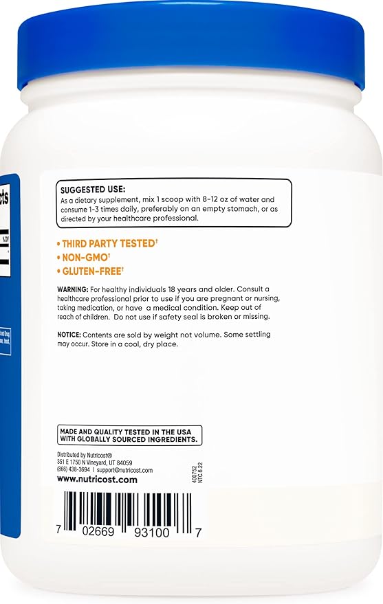 Nutricost Pure GABA (Gamma Aminobutyric Acid) Powder (500 Grams/1.1 pounds) (2 Pack)