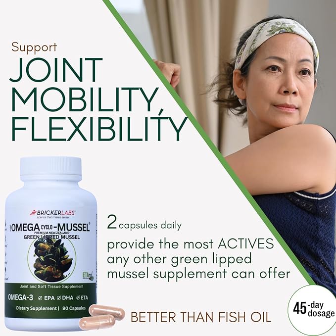 Omega Cyclo - Mussel Joint Health Supplement, Premium New Zealand Green Lipped Mussel, Full Spectrum Omega Joint Supplements for Joint Health and Comfort, 90 Capsules