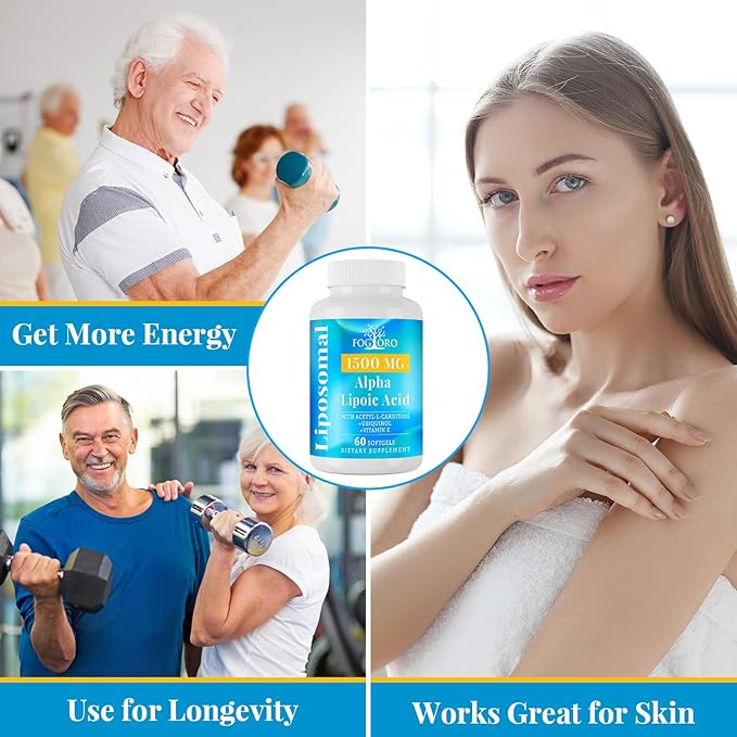 Fogoro Alpha Lipoic Acid 1500 mg-Liposomal ALA Supplement for Cellular Energy Production,Lipid Metabolism,Free Radical Scavenger,60 Softgels