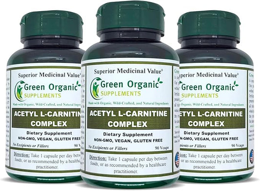 Acetyl L-Carnitine, Carnitine, ALC, High Absorbable, Non-GMO, Gluten-Free (Pack of 3)