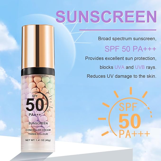 3 in 1 Color Correcting Serum, SPF Primer for Face Before Makeup, Sunscreen One Step Color Corector Primer,SPF 50 PA+++ Isolation Cream,Color Correcting Facial Serum Oil Control & Moisturizing