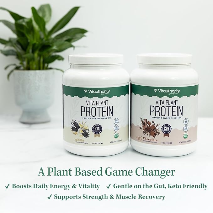 Organic Plant Based Protein for Women Complete Vegan Protein Powder with BCAAs & MCTs Plant-Based 21g, Dairy-Free, Gluten-Free, No Added Sugar, Supports Muscle Recovery (Vanilla Flavored, 30 Servings)