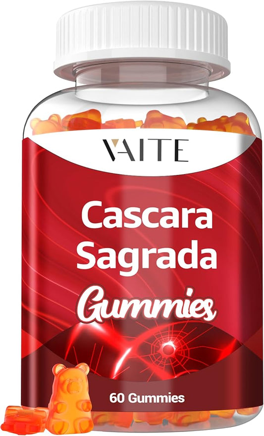 Cascara Sagrada Gummies - Fiber Blend with Psyllium Husk, Ginger & Fennel Seed, Gentle Bowel Support & Gut Comfort, Vegan Herbal Support Gummy for Adults, Encourages Digestive Comfort, 60 Chewables