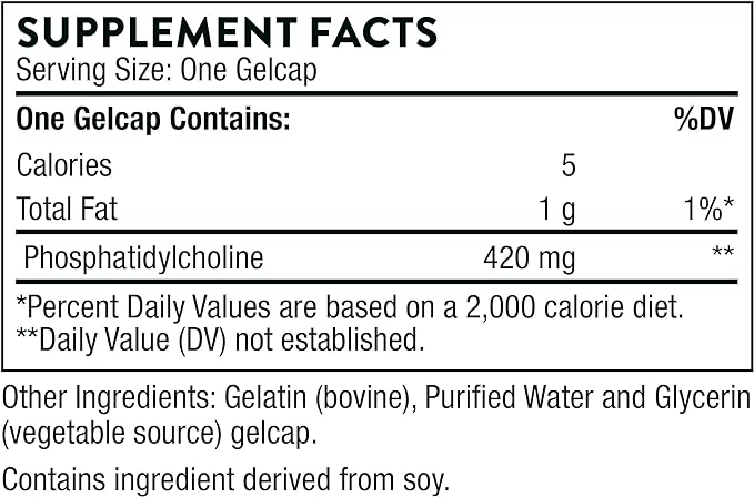 THORNE - Phosphatidyl Choline - Phospholipid Complex for Cell Membrane Support* - 60 Gelcaps