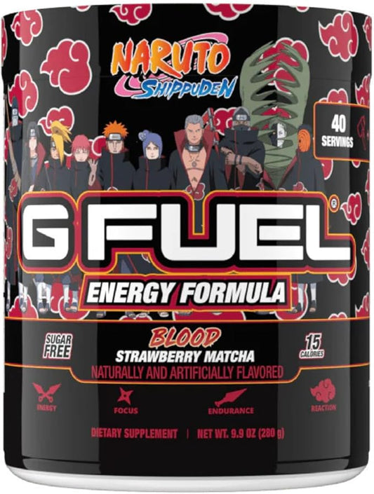 G Fuel Akasuki Blood Energy Drink Powder, Pre Workout Caffeine Mix for Gaming, Sugar Free Focus Amino, Vitamin + Antioxidants, 9.9oz (Strawberry Matcha, 40 Servings)