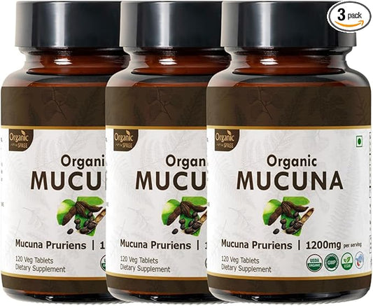 Mucuna 120 Tablets – USDA Organic Mucuna Pruriens – Supports Relaxation & Cognitive Function* - Pack of 3