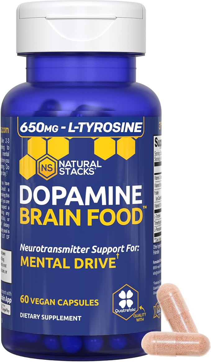 NATURAL STACKS Dopamine Brain Food + Magtech Magnesium Supplement Bundle - Supports Focus, Relaxation & Memory* - 240 Total Capsules