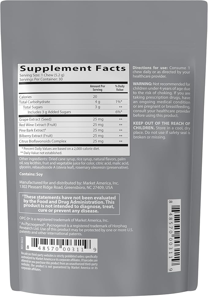 Isotonix Chews - Antioxidant Supplement - Pycnogenol, Grape Seed Extracts, Bilberry, Red Wine & Pine Bark Extracts - for Heart & Circulatory Support - 30 Servings