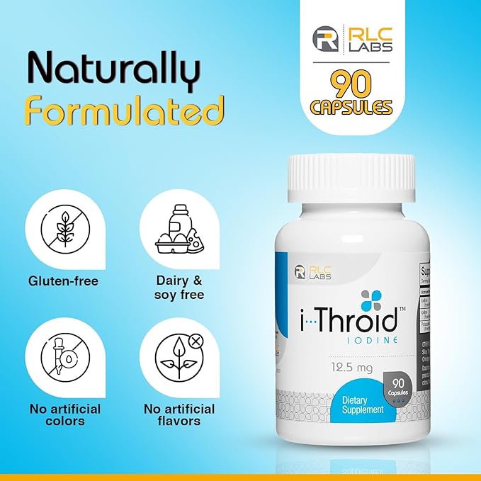 RLC Labs i-Throid 12.5 mg - Thyroid Supplements for Hypothyroidism, Iodide Supplements for Thyroid, Support Healthy Metabolism, Thyroid Support for Women and Men - 90 Vegetarian Capsules (Pack of 2)