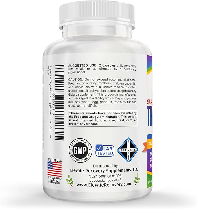 3-Month Thyroid Support Supplement (All-in-1) Formula with 14 Active Ingredients - Natural Thyroid Supplements - Thyroid Health Complex - Thyroid Support for Women & Men | 90-Day Supply | 180 Capsules