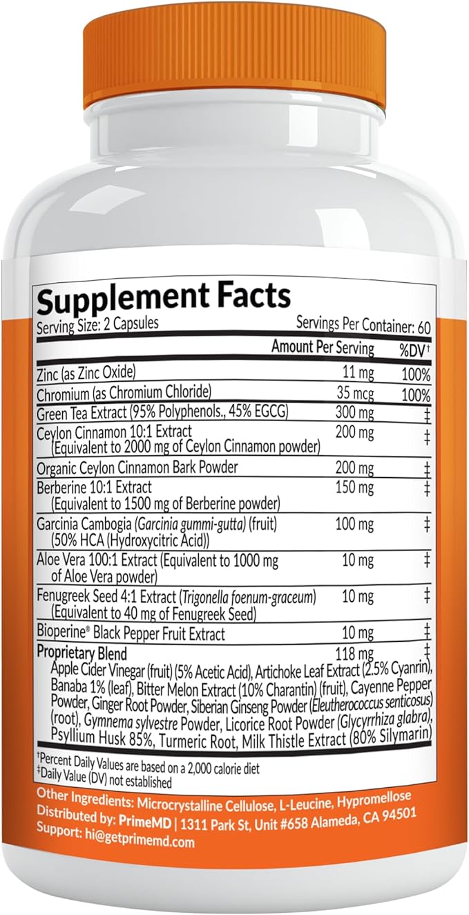 21-in-1 Berberine Supplement with Ceylon Cinnamon with Chromium, Bitter Melon and Green Tea Extract and Black Pepper Extract 5X for Energy & Metabolism Support with 5279 mg (120 ct, Pack of 1)