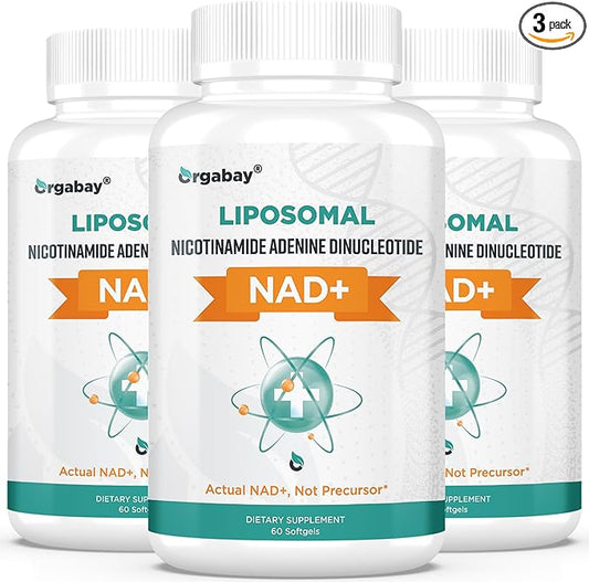 Orgabay Liposomal NAD+ Supplement 500 mg, High Absorption, Boost NAD+ with TMG 250 mg, Actual NAD Plus More Efficient Than Nicotinamide Riboside, Support Cellular Energy, Healthy Aging | 180 Softgels