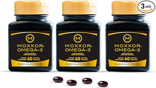 Omega 3 New Zealand Green Lipped Mussel Oil Soft gels for Joint Support and Mobility, Heart & Immune Support, No Fishy Aftertaste, 3-Pack, 180Soft gels, 2-Soft gels Per Day, 90 Day Supply