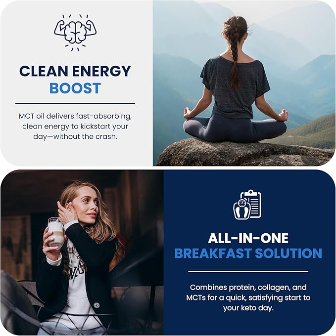 NutriBreakfast by Nutrillermo/Keto Protein Collagen Powder with MCT Oil/MCT Oil Powder with Collagen/Keto Collagen Peptides Powder with Grass-Fed Bovine Collagen Type I & III (15.9, Vanilla)