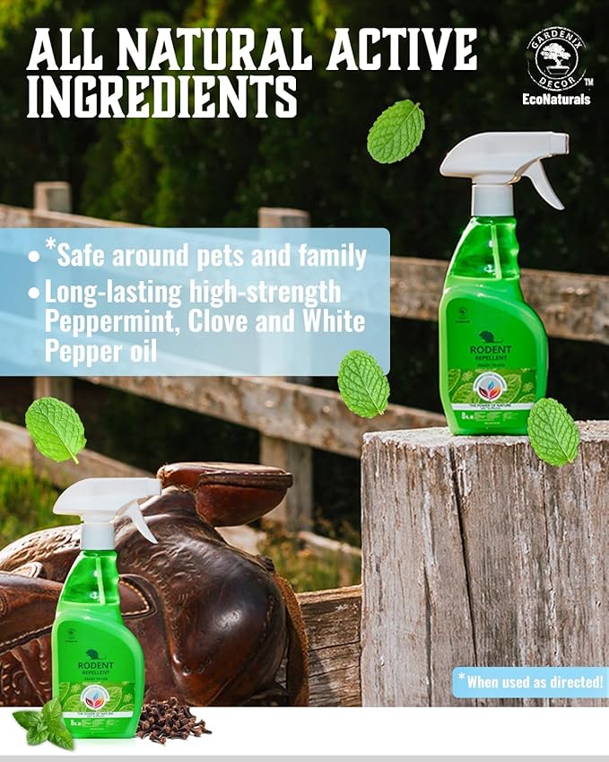 All Natural Peppermint Oil Spray, Non-Toxic Rat Repellent to Repel Mice and Rats, Rodent Repellent Spray - 8oz Ready to Use
