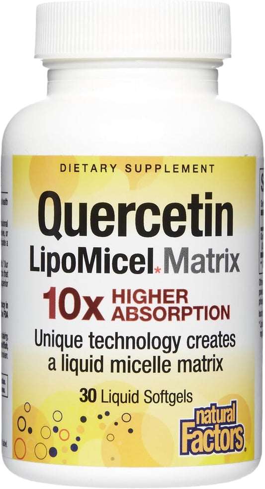 Natural Factors Quercetin LipoMicel Matrix for Superior Absorption, 30 Softgels