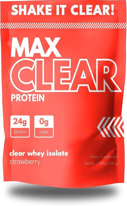 Max Clear Protein | 24g Protein | Clear Whey Isolate | Promotes Muscle Growth, Strength and Recovery (Strawberry)