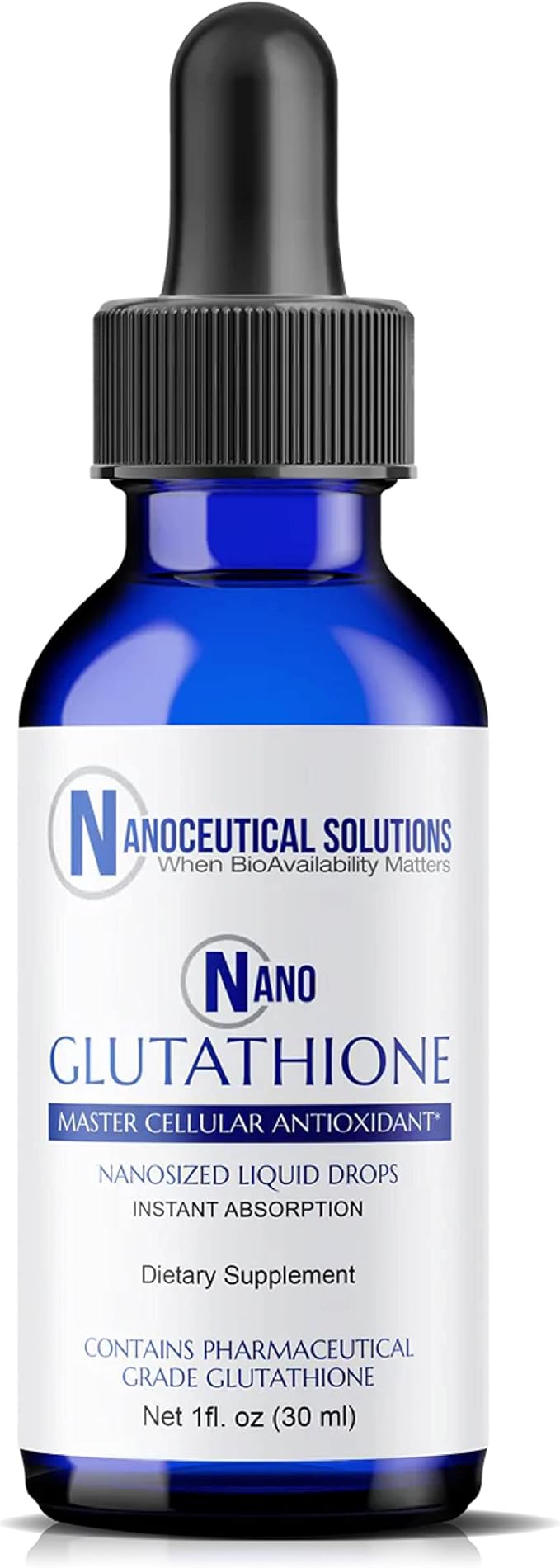 Nano Glutathione Drops by Nanoceutical Solutions, Pharmaceutical Grade Liquid Supplement, Ultra-Efficient Absorption, Up to 8 Times Higher Than Glutathione Capsules | 30 Servings
