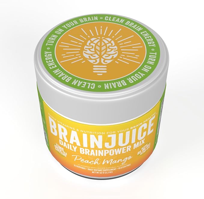 BrainJuice Active Peach MangoDaily BrainPower Mix - 15 Servings (2.2 Oz, Peach Mango)