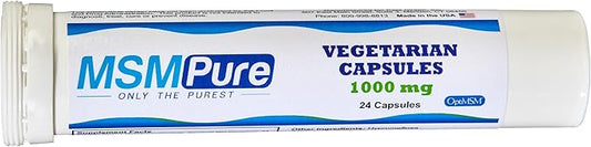 KALA HEALTH MSMPure MSM Vegetarian Capsules – 1,000 mg US-Made MSM per Capsule for Joint Health, Skin Appearance, Hair & Nail Support – 24 Count Travel Size, Organic Sulfur