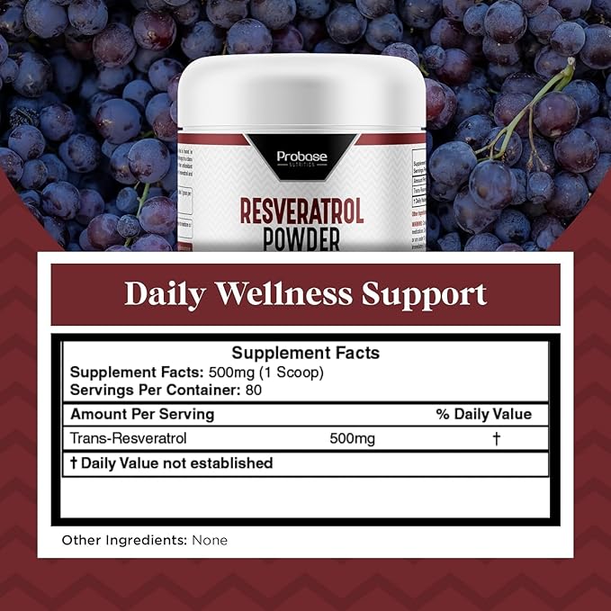 Trans Resveratrol Supplement, High Purity Resveratrol Powder for Age Support, 40-Day Supply, 40 Grams