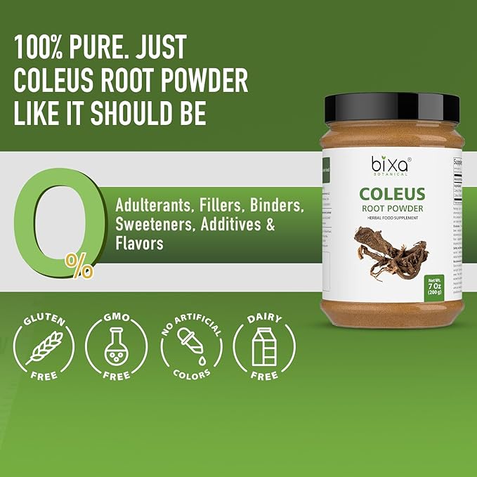 bixa BOTANICAL Coleus Forskohlii Root Powder | Forskolin-Rich Herb | Supports Wellness | 100% Pure & Natural, Lab-Tested, Vegan, Non-GMO, 140+ Years of Herbal Heritage, 200g / 7oz