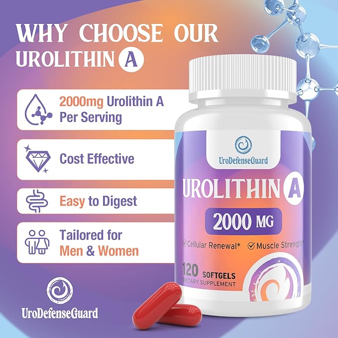 Urolithin A Supplement 2000mg for Men Women - 120 Softgels (1 Bottle)