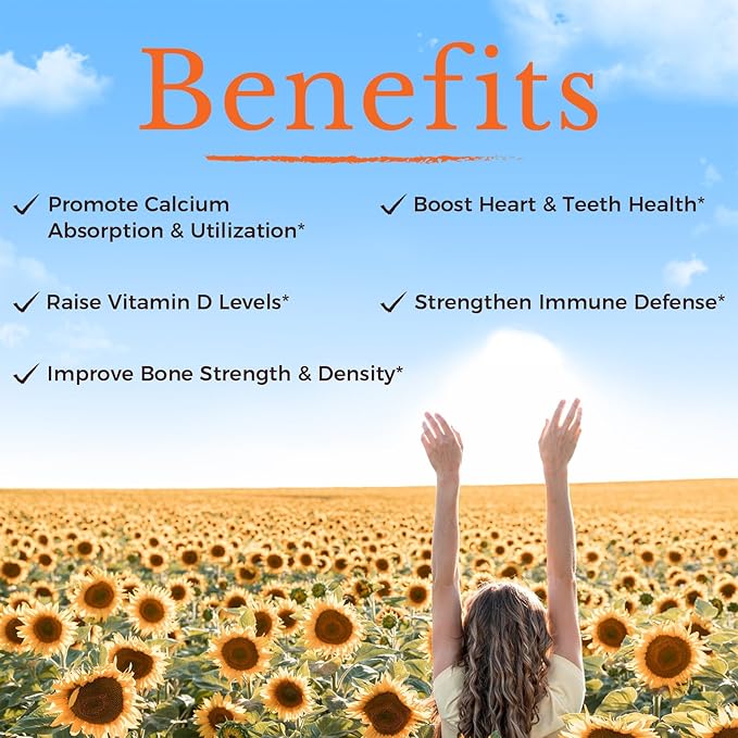 Vitalitown Vitamin D3 K2 Supplement, Vitamin D3 10000 IU Vitamin K2 (MK7) 200 mcg, 90 Softgels, Non-GMO, No Gluten & Soy, for Bone, Teeth, Immune & Heart Health
