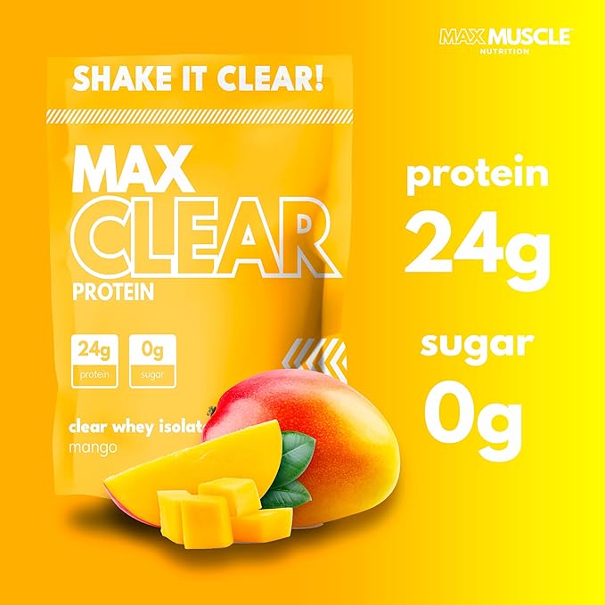 Max Clear Protein | 24g Protein | Clear Whey Isolate | Promotes Muscle Growth, Strength and Recovery (Mango)