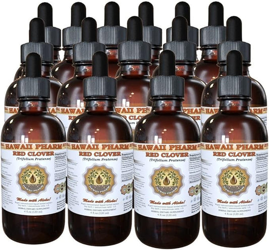 Red Clover Liquid Extract, Organic Red Clover (Trifolium Pratense) Tincture, Herbal Supplement, Hawaii Pharm, Made in USA, 15x4 fl.oz