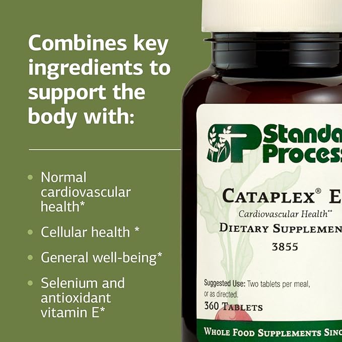 Standard Process Cataplex E2 - Whole Food Heart Health and Antioxidant with D-Alpha Tocopherol Vitamin E, Spanish Moss, Ascorbic Acid, Oat Flour, Inositol, Selenium - 360 Tablets