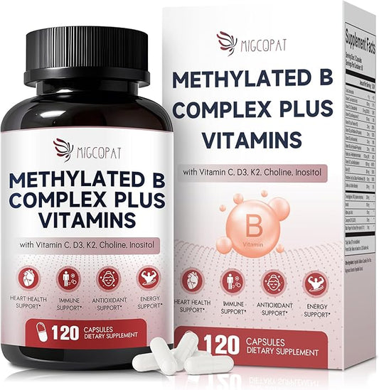 16-in-1 Methylated Multivitamin Plus, Methylated B Complex with Vitamin B12 & Methylfolate, B1-B7, CoQ10 & Alpha Lipoic Acid, Vitamin B Complex for Energy, Brain, Heart, Immunity &Antioxidant,120 Caps