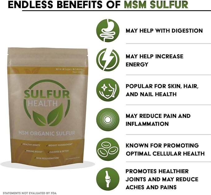MSM Organic Sulfur - 99.9% Pure MSM Supplement - Lab-Tested & Certified (1 Pound)