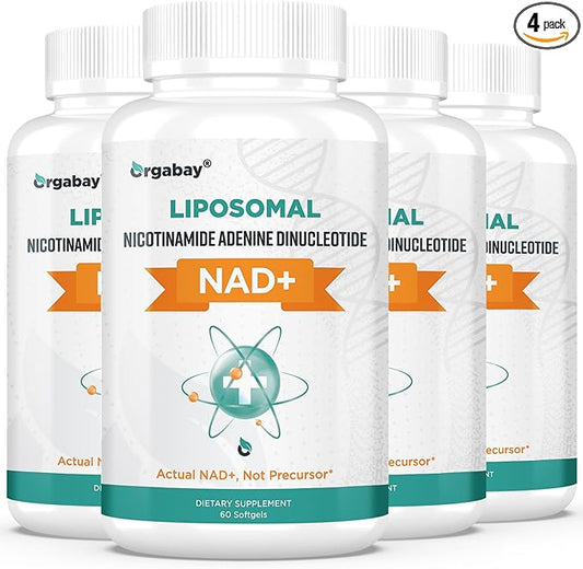Orgabay Liposomal NAD+ Supplement 500 mg, High Absorption, Boost NAD+ with TMG 250 mg, Actual NAD Plus More Efficient Than Nicotinamide Riboside, Support Cellular Energy, Healthy Aging | 240 Softgels