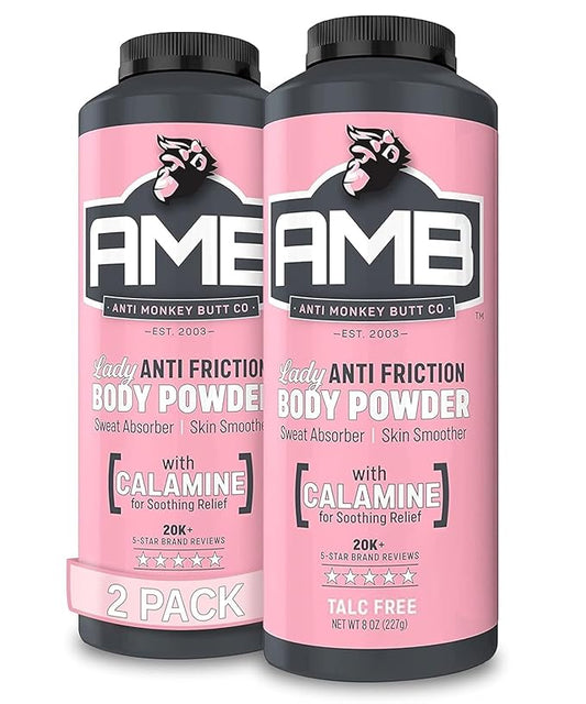 Anti Monkey Butt Body Powder for Women - Talc-Free, Sweat-Absorbing, Anti-Chafing Powder with Calamine - Hypoallergenic Formula - 8 oz