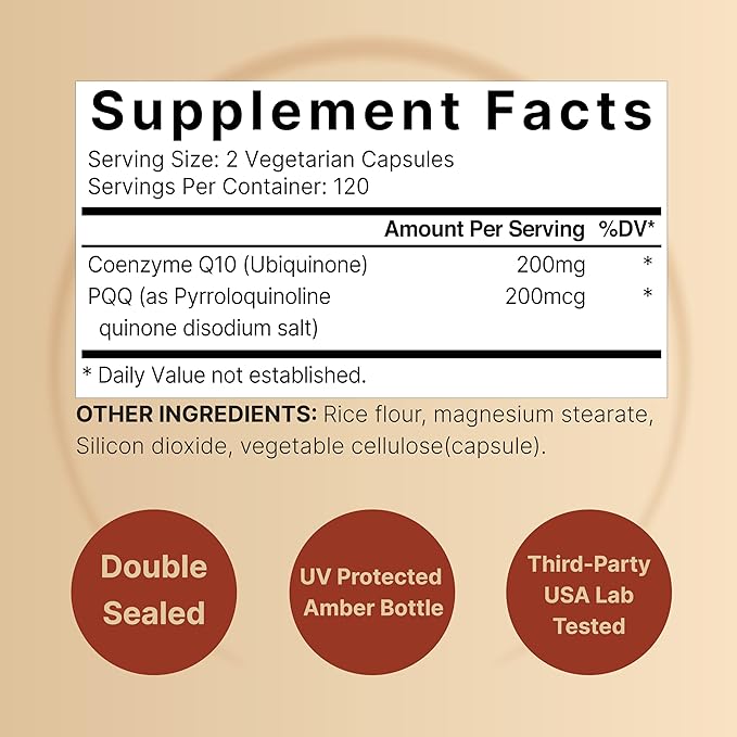 NatureBell CoQ10 200mg with PQQ, 240 Veggie Capsules | Stable High Absorption Form – Antioxidant Support for Heart, & Energy Health – Extra Strength Coenzyme Q10 Supplement