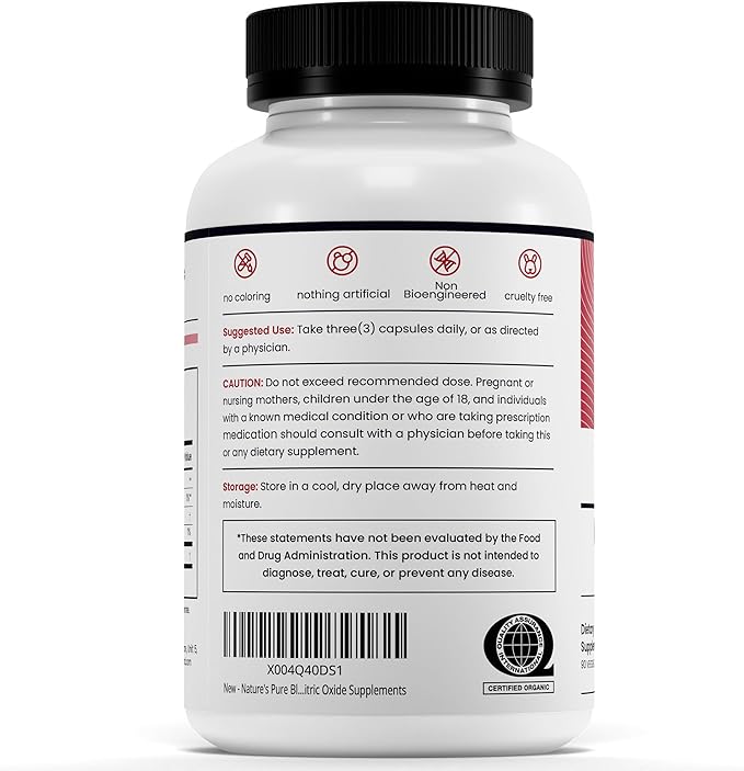 Nature's Pure Blend Organic Beet Root Powder 90 Capsules – Beet Root Capsules & Beets Supplements for Circulation – L Arginine – Nitric Oxide Supplements