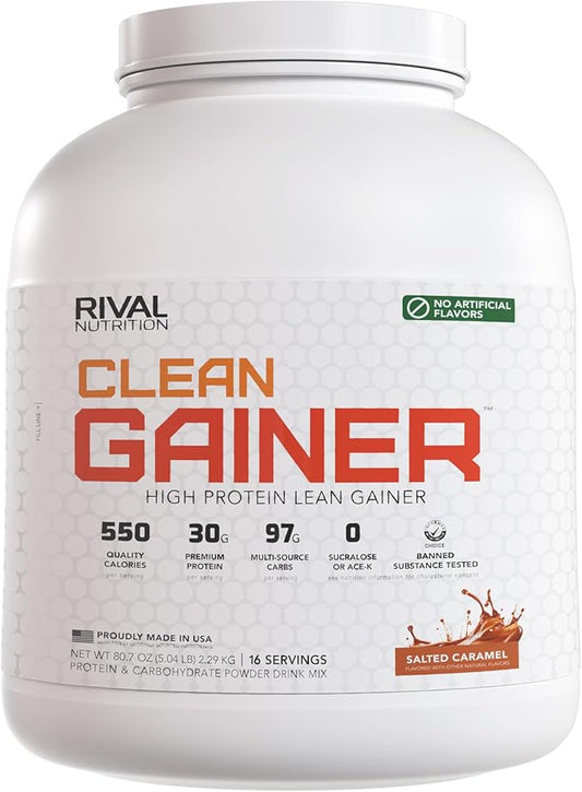RIVAL NUTRITION Naturally Flavored Clean Gainer (5 lb, Salted Caramel)