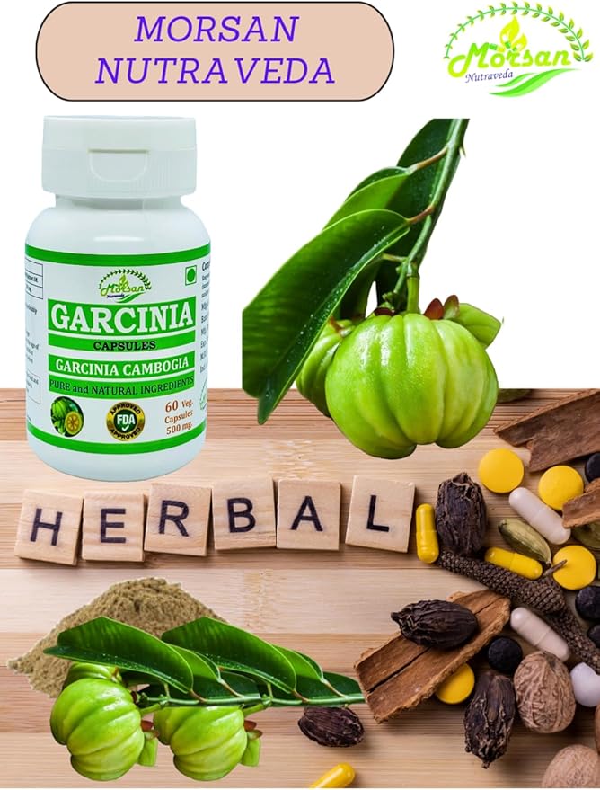 Natural and Pure Herbal Garcinia CAMBOGIA (Garcinia) Extract Capsules | Highest Potency, 100% Herbal Product | Pack of 60 X 500 mg. Veg. Capsules (Pack of 4 Jar)