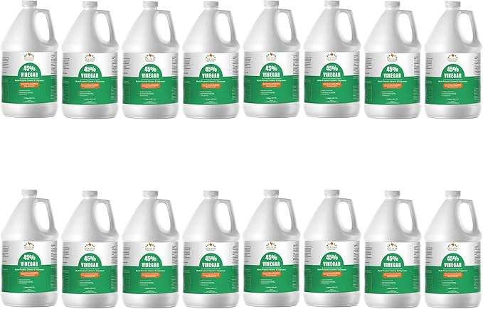 45% Vinegar Concentrated | White Vinegar for Cleaning and Garden | Home, and Outdoor Pure | Max Performance 9X Power | with Instructions (16 Gallons/ 2048 fl oz)