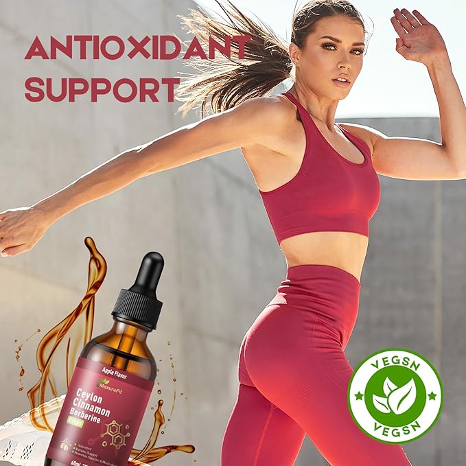 2 Pack Ceylon Cinnamon Berberine Bitter Liquid Drops Supplement with Turmeric,Green Tea,Apple Cider Vinegar,Black Seed Oil 4 FL OZ
